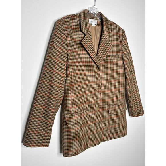 Vintage Saks Fifth Avenue Folio Houndstooth Wool Blazer USA large - Picture 7 of 15